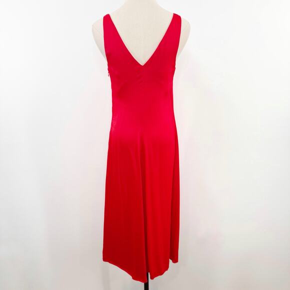 & Other Stories Satin Dress Red Midi Bias Cut Slip Party Holiday Cocktail Size 2 - Picture 5 of 15